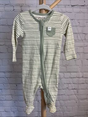 ⭐️⭐️ PICK 5 / $20 Tiny Kind Striped Green & White Footed One-Piece